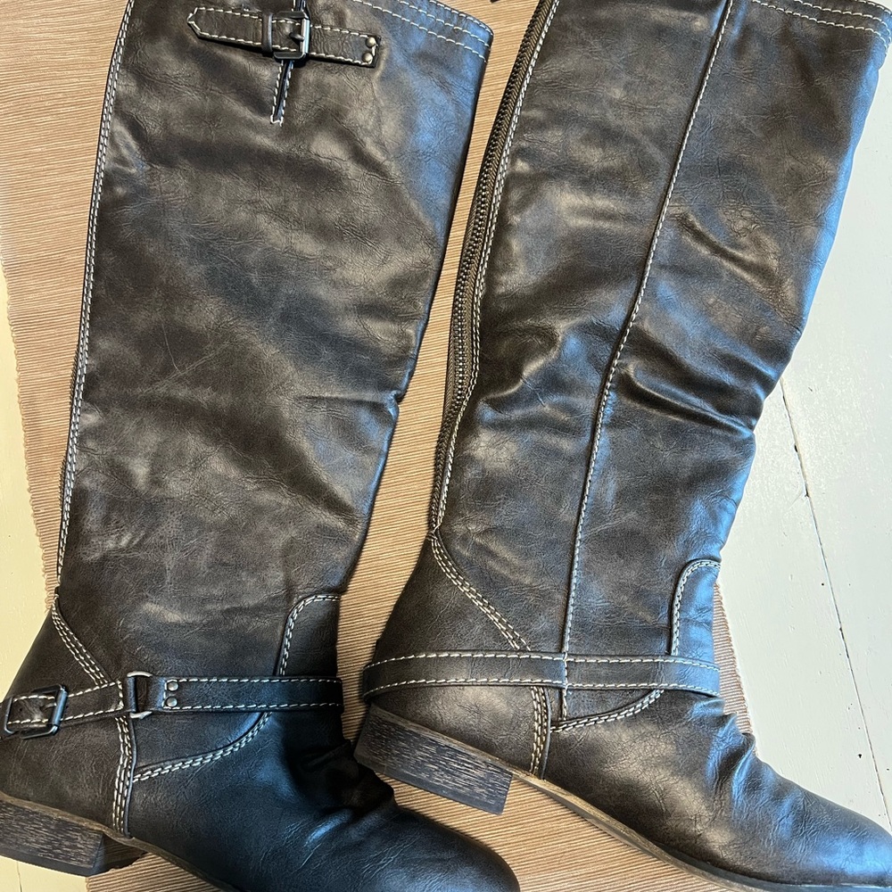 Women's Taupe ( Steel Grey) Leather Boots